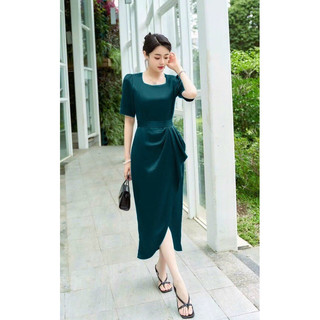 Đầm dự tiệc cổ U phối bèo sang trọng. Hàng TK