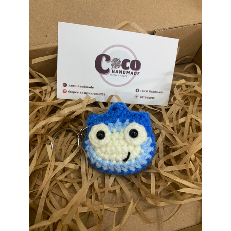 Móc khóa đôi nguyên tố nước và lửa ,móc khoá len