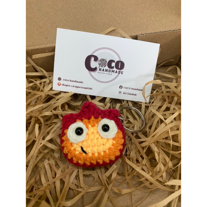 Móc khóa đôi nguyên tố nước và lửa ,móc khoá len