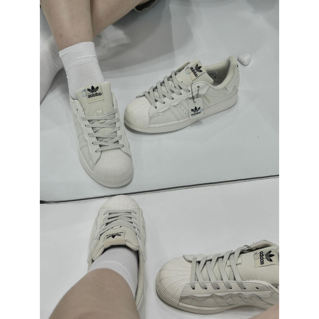 Giày Sneaker_Adidas, Giày Adidas Superstar Nam Nữ 3 Màu Kem,Trắng,Hồng Bill Box