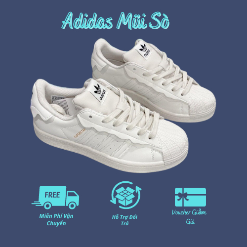 Giày Sneaker_Adidas, Giày Adidas Superstar Nam Nữ 3 Màu Kem,Trắng,Hồng Bill Box