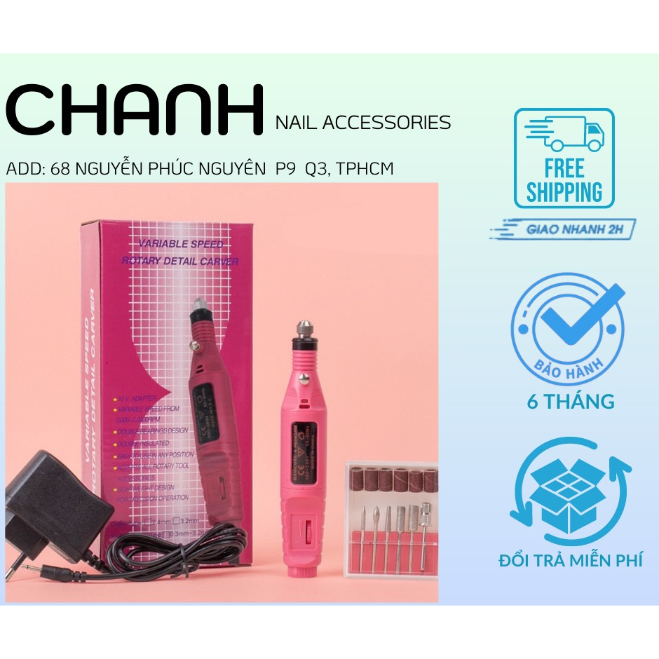 Máy Mài Móng Cầm Tay Mini, NHỎ GỌN TIỆN LỢI, TẶNG KÈM HỘP ĐẦU MÀI