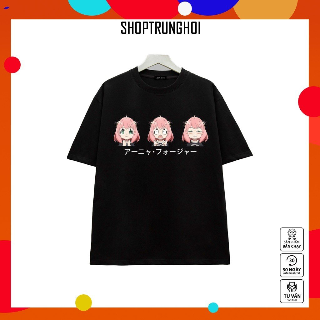 BST Mẫu Áo thun Đen Anime Spy x Family nhân vật Anya - Mẫu áo thun chất thun co giãn 4 chiều - Hình in sắc nét