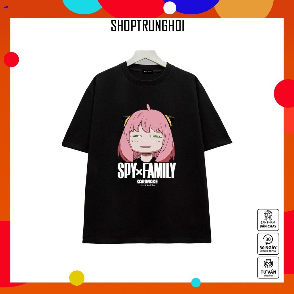BST Mẫu Áo thun Đen Anime Spy x Family nhân vật Anya - Mẫu áo thun chất thun co giãn 4 chiều - Hình in sắc nét