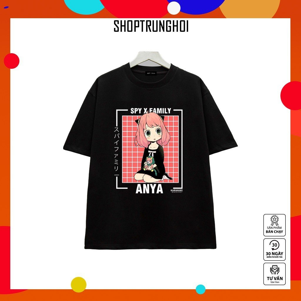 BST Mẫu Áo thun Đen Anime Spy x Family nhân vật Anya - Mẫu áo thun chất thun co giãn 4 chiều - Hình in sắc nét