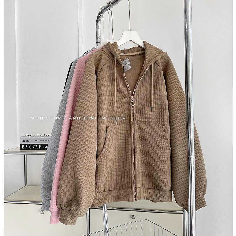 Áo khoác nỉ ô trơn túi trong dây nhỏ 668801