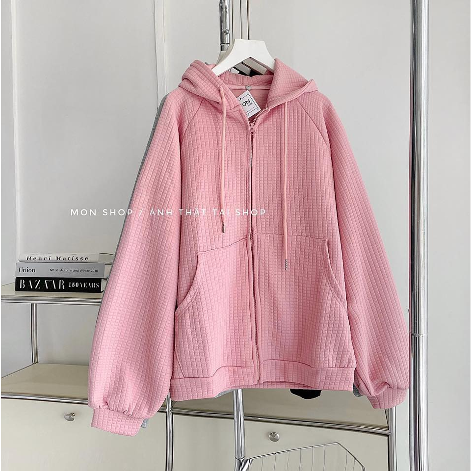 Áo khoác nỉ ô trơn túi trong dây nhỏ 668801