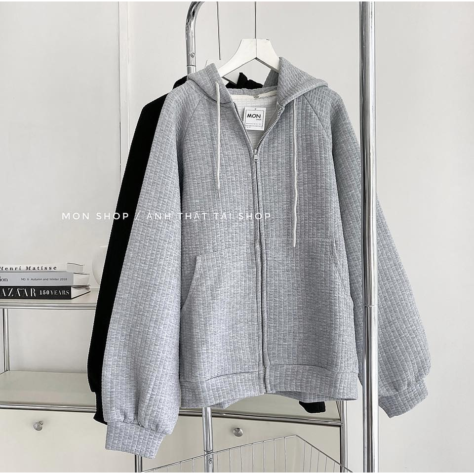 Áo khoác nỉ ô trơn túi trong dây nhỏ 668801