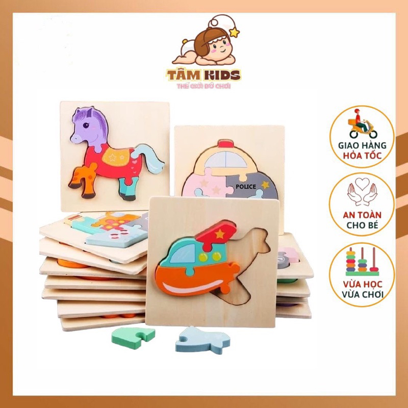 Đồ Chơi Tranh Ghép Hình Xếp Hình Gỗ Nổi 3D Giúp Bé Phát Triển Tư Duy