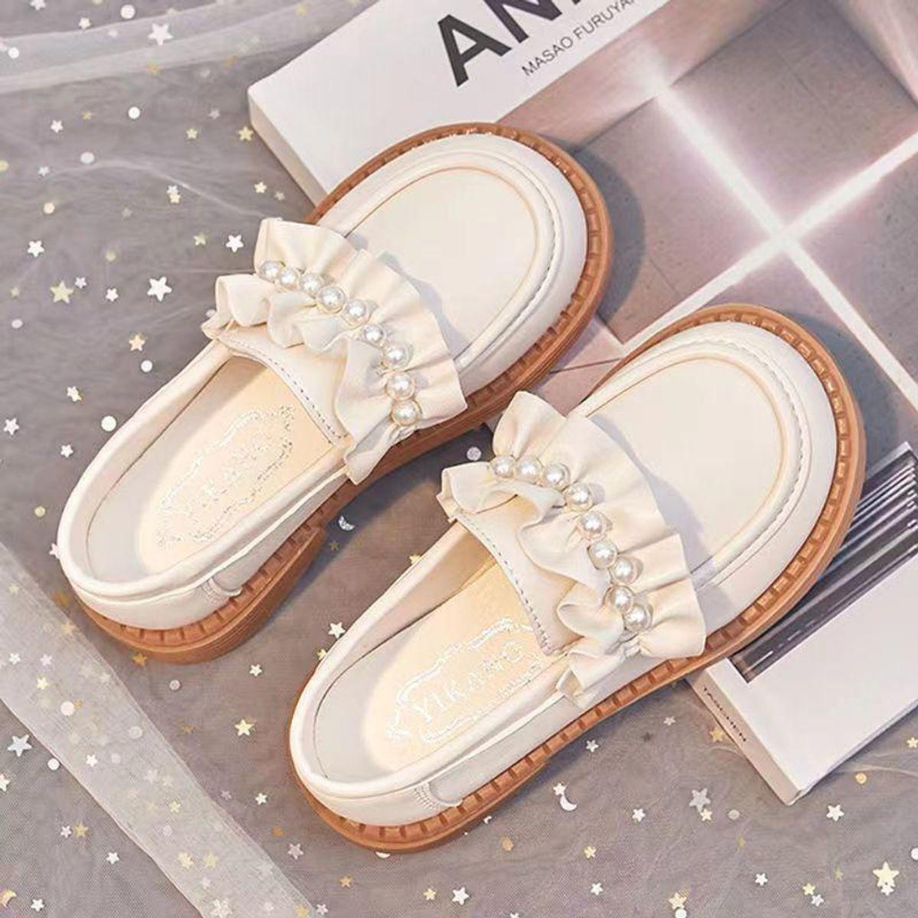 Giày Búp Bê Đính Hạt ngọċ Phong Cách Hàn Quốc Cho Các Bé Đi Chơi Đi Học