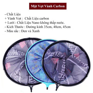 Mặt vợt cá carbon vành tròn 40cm 50cm chuyên câu đơn câu đài - aa40