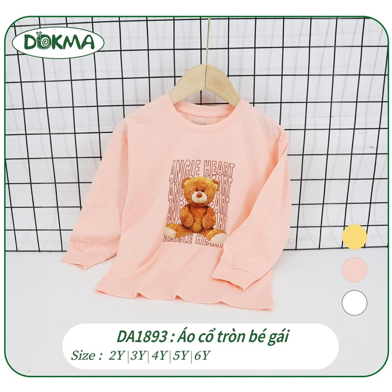 Áo cổ tròn dài tay Bé gái dokma  DA1893  2023