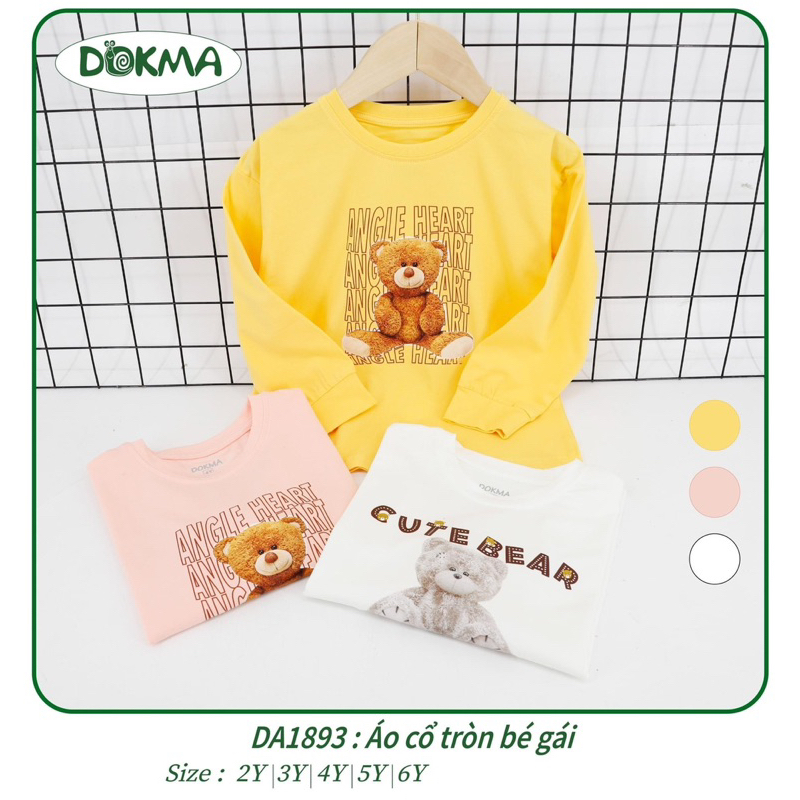 Áo cổ tròn dài tay Bé gái dokma  DA1893  2023