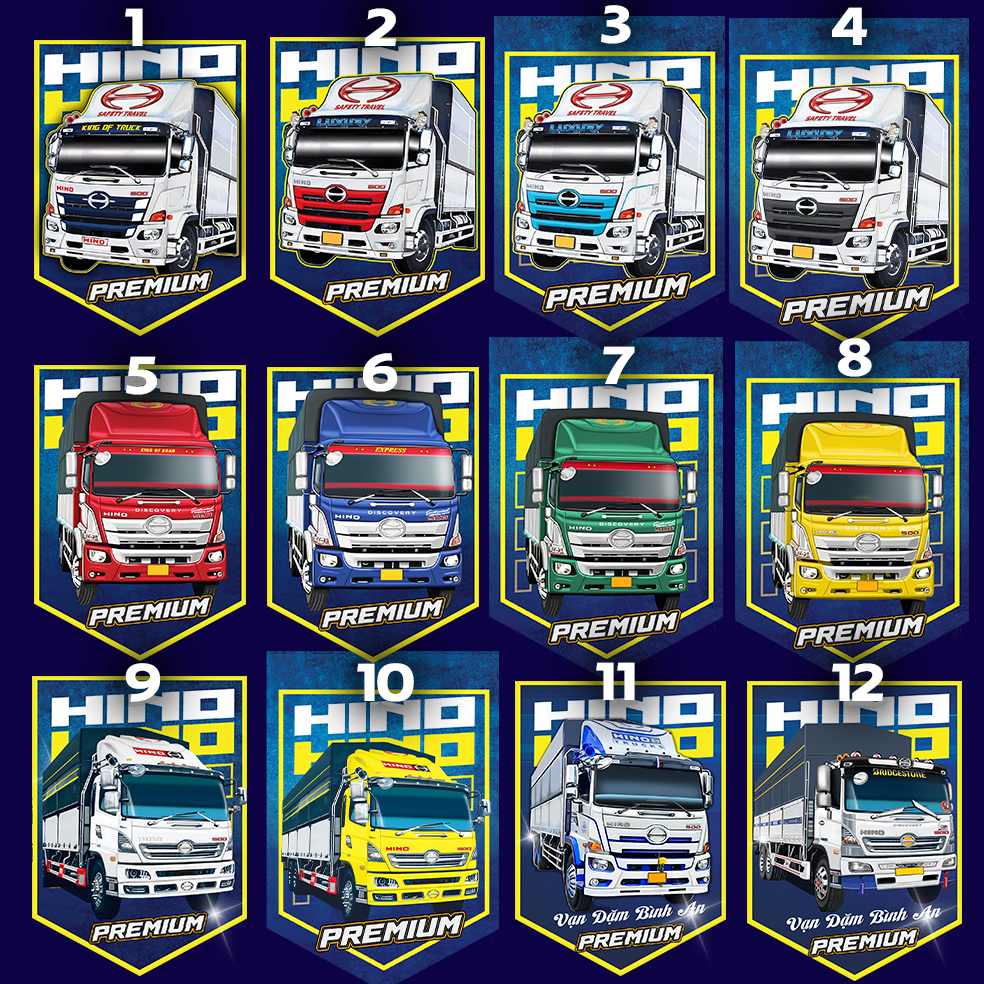 Cờ lưu niệm xe tải HINO 500 Hino 300 các mẫu khác nhau