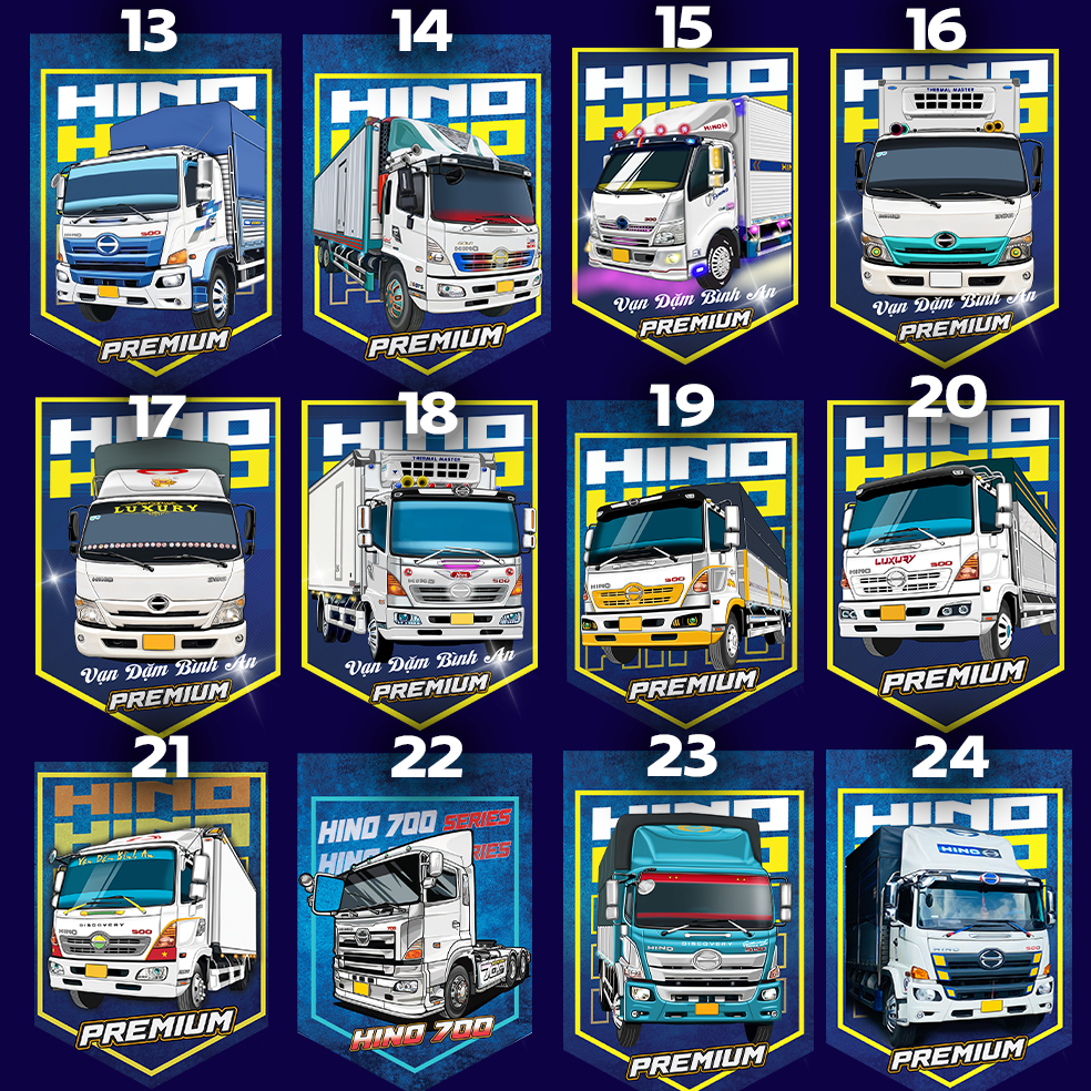 Cờ lưu niệm xe tải HINO 500 Hino 300 các mẫu khác nhau