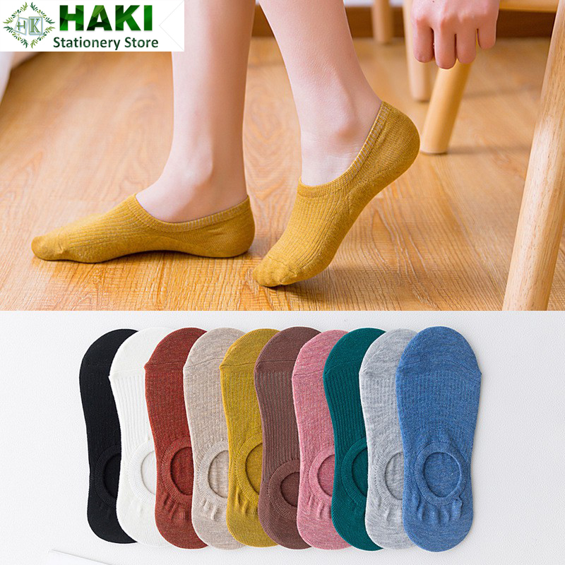 Tất cổ ngắn, vớ lười HAKI nửa bàn chân nam nữ màu trơn basic nhiều màu thời trang giá rẻ TC11