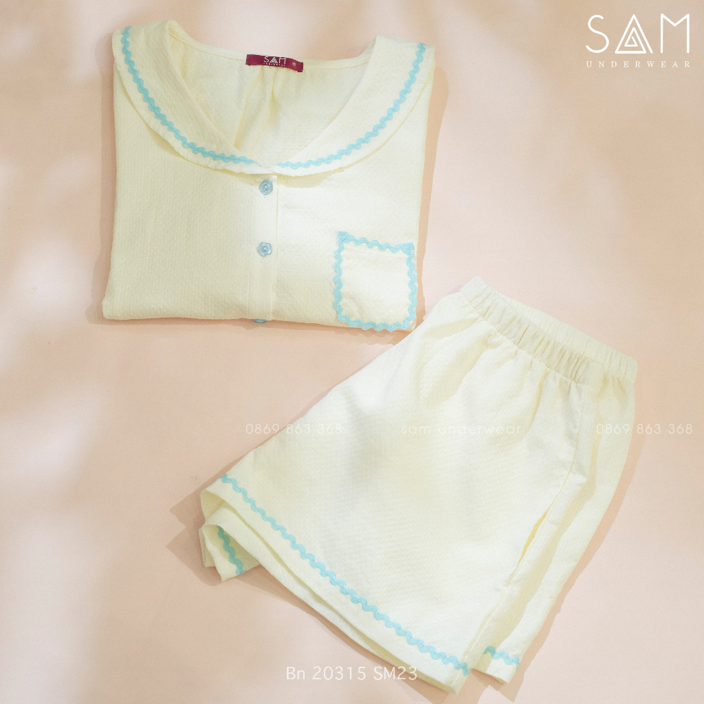 Bộ ngủ nữ SAM cotton đan sợi thoáng mát cao cấp  20315 SM23