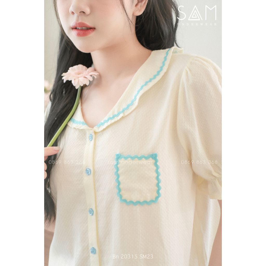 Bộ ngủ nữ SAM cotton đan sợi thoáng mát cao cấp  20315 SM23