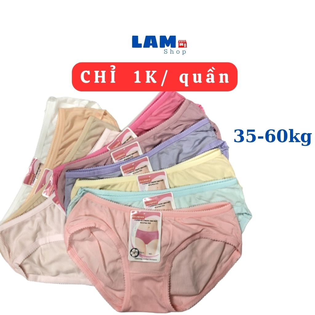 Quần lót nữ 1k rẻ, 30-55kg, chất thun tăm mát, co giãn tốt (màu ngẫu nhiên) - LAM SHOP VN