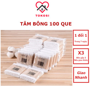 Bịch tăm bông 100 que thân gỗ