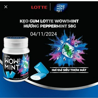 Kẹo gum lotte wow mint 58g với hương pepper mint