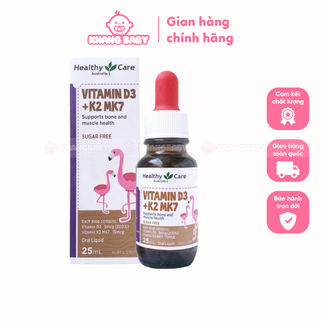 Vitamin D3 + K2 MK7 Healthy Care Úc 25ml - Shop Khang Baby