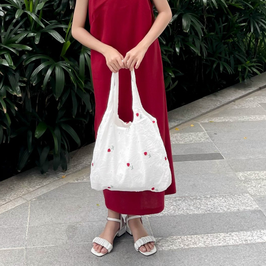 Túi vải xô thêu hoa đi học đi chơi