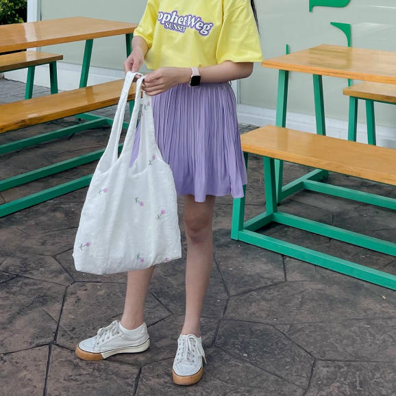 Túi vải xô thêu hoa đi học đi chơi