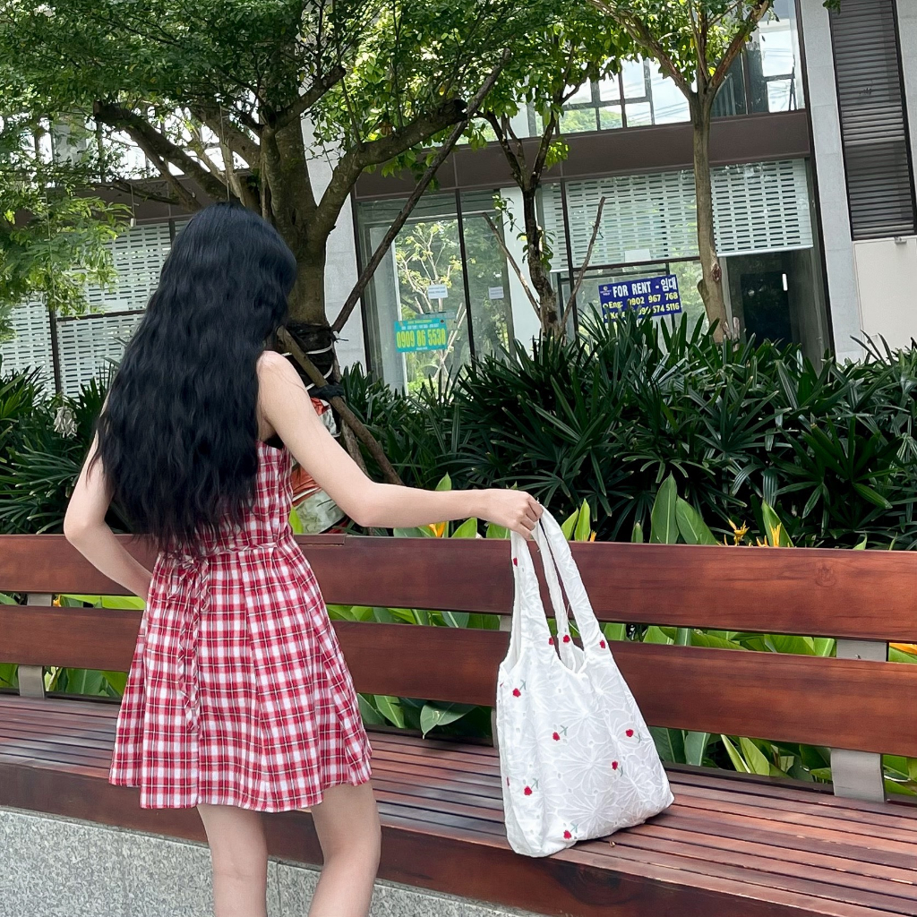 Túi vải xô thêu hoa đi học đi chơi