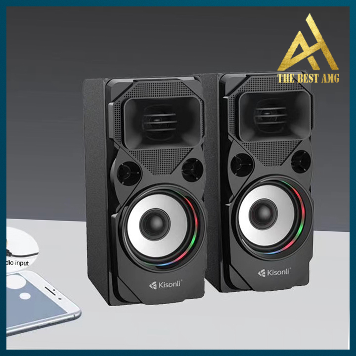Loa Máy Tính Để Bàn Có Dây Led Rgb 2.0 Kisonli U9004 - Loa Vi Tính PC Laptop Âm Thanh Cực Mạnh Bass Siêu Trầm