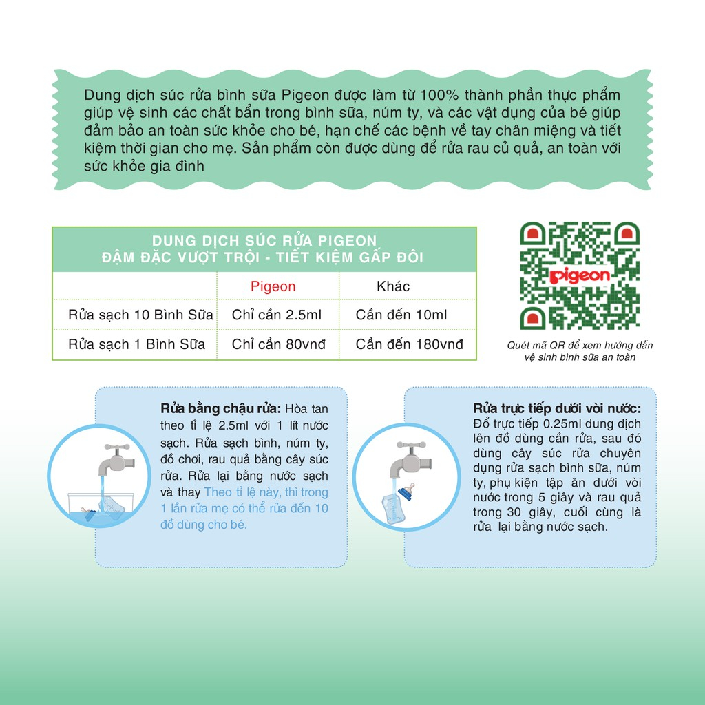 Dung dịch súc rửa bình sữa Pigeon 450ml thay thế B1