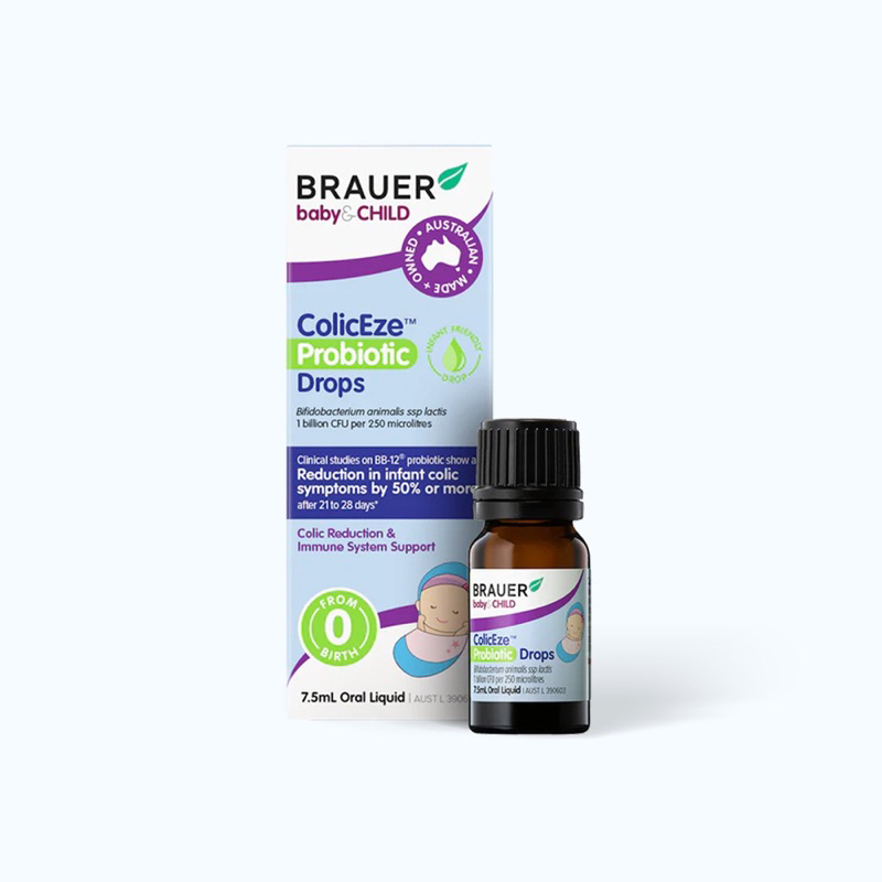 Hỗ trợ tiêu hóa cho trẻ em BRAUER Baby ColicEze Probiotic Drops (Chai 7.5ml)