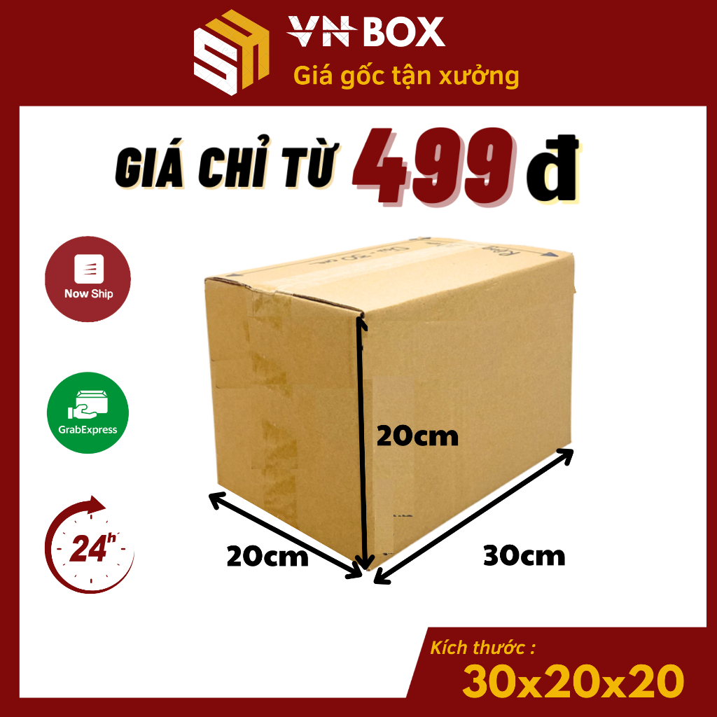 30x20x20 Combo 10 hộp carton, Thùng Carton đóng hàng giá gốc tận xưởng - VN BOX