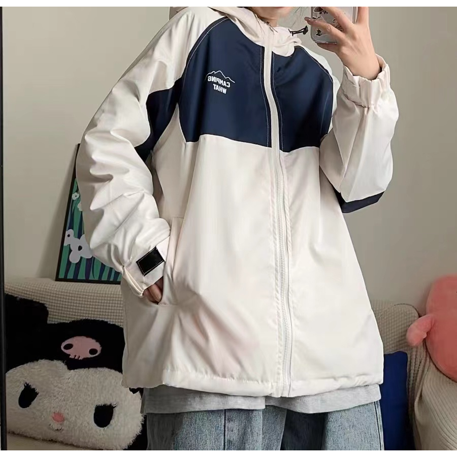 Áo khoác gió nam nữ 2 lớp học sinh from rộng kiểu giáng unisex phối thân 2 màu siêu hót camping wat hót trend 2023