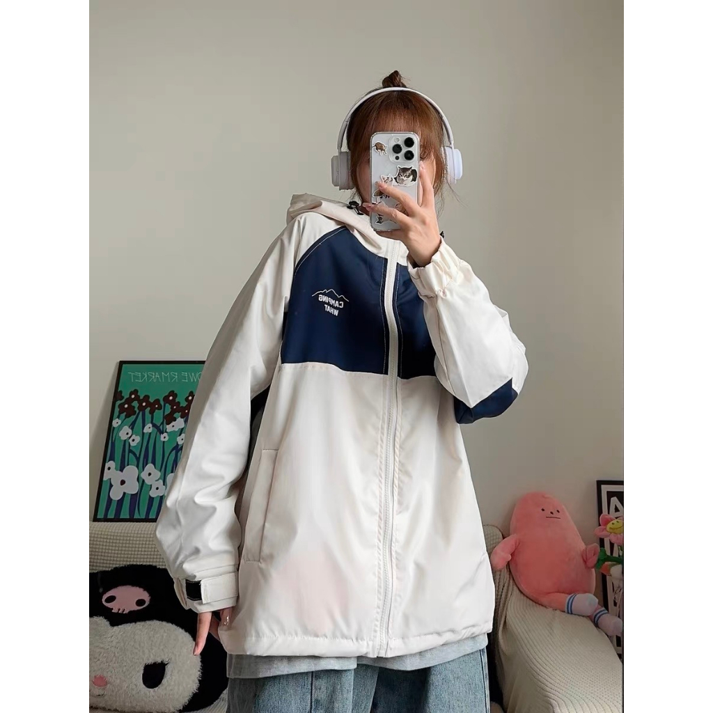 Áo khoác gió nam nữ 2 lớp học sinh from rộng kiểu giáng unisex phối thân 2 màu siêu hót camping wat hót trend 2023