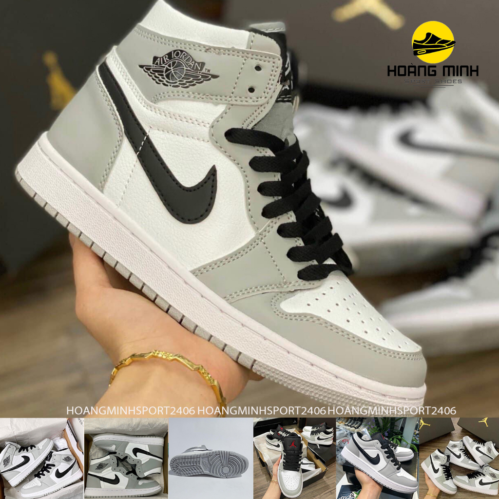 Giày Thể Thao Jordan 1 Low Light Smoke Grey, giày jordan đế xám full size, box bill tặng tất