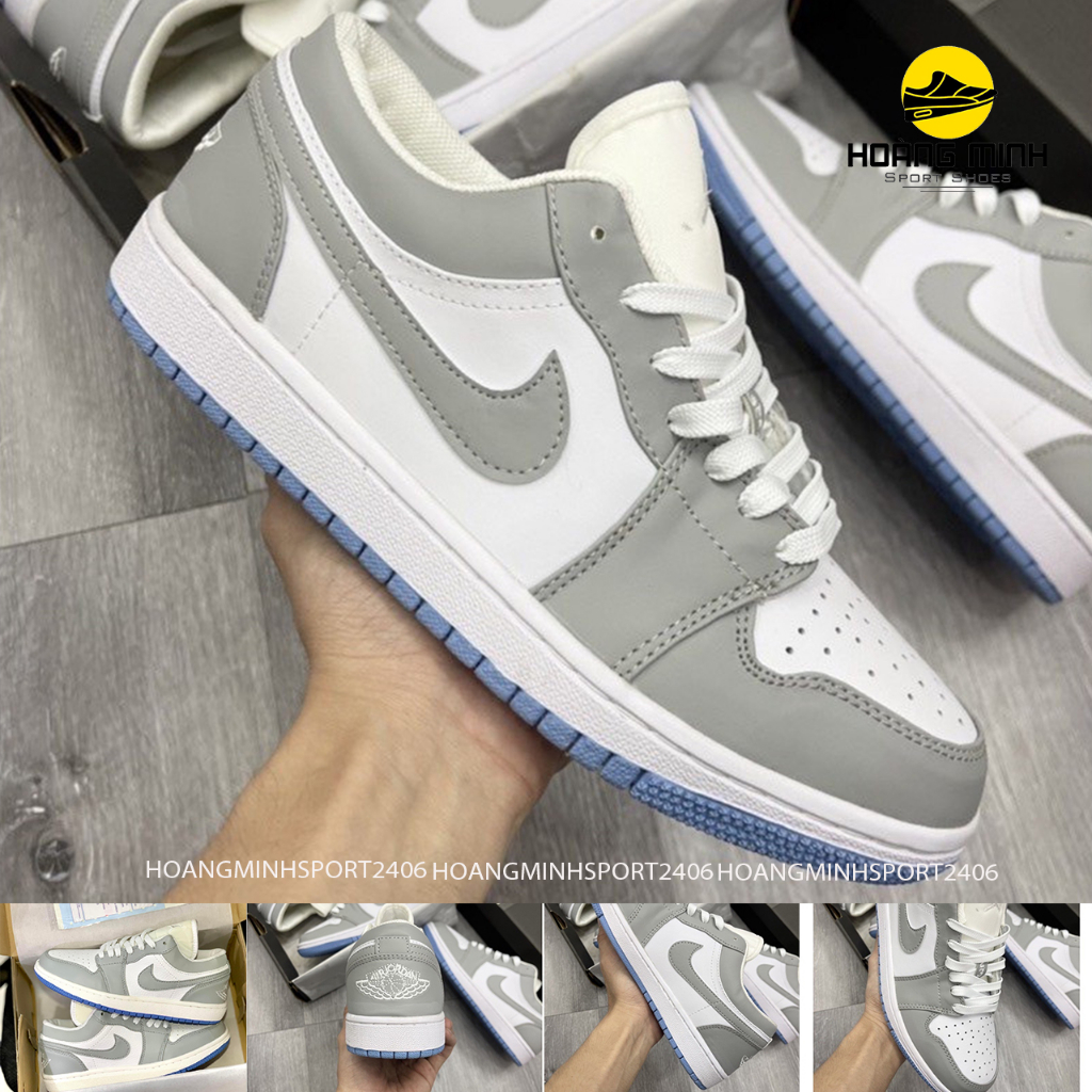 Giày Thể Thao Jordan 1 Low Light Smoke Grey, Giày thể thao đế xanh full size nam nữ