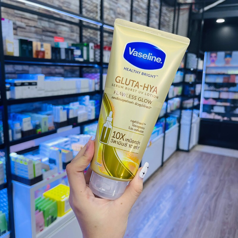 Sữa Dưỡng Thể Trắng Da Vaseline Healthy Bright Gluta HYA Serum Burst Lotion 10X Thái Lan - Màu Vàng Ban Ngày