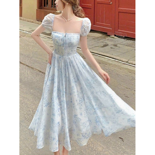 Đầm xoè TRIPBLE T DRESS midi voan hoa nhí tay con - Free size dưới 54kg