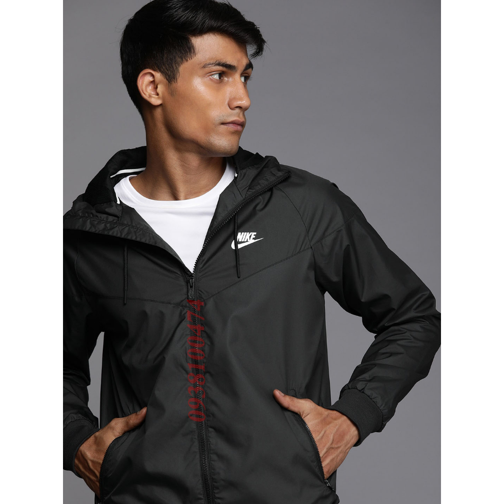 Áo khoác Nike chính hãng màu đen có mũ trùm đầu vải dù xịn lót lưới cách nhiệt bên trong