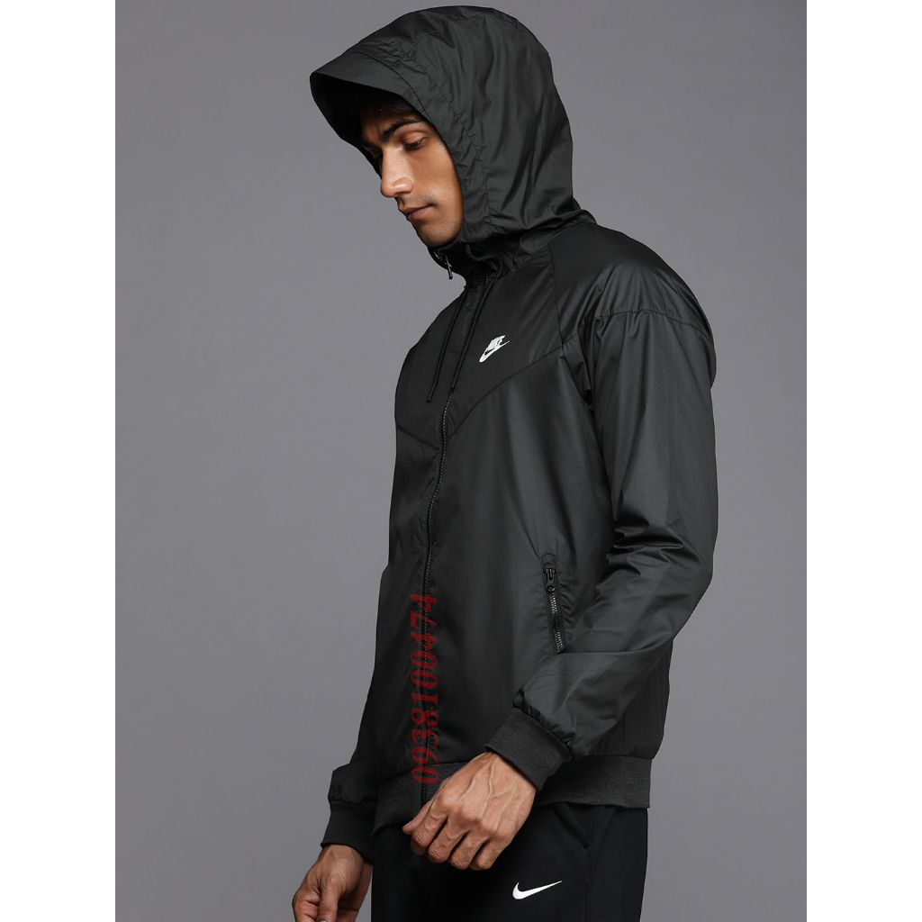 Áo khoác Nike chính hãng màu đen có mũ trùm đầu vải dù xịn lót lưới cách nhiệt bên trong