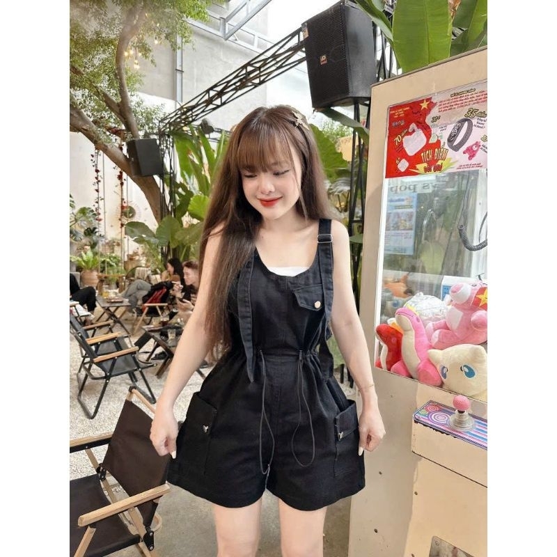 Yếm jean nữ kiểu quần short chất kaki có túi rộng thời trang hàn dành cho nữ | BigBuy360 - bigbuy360.vn