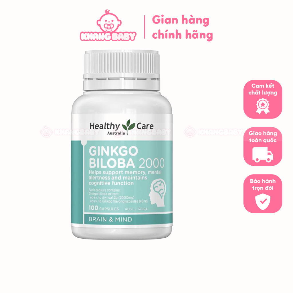 Viên Uống Bổ Não Healthy Care Ginkgo Biloba Úc 100 viên - Shop Khang Baby