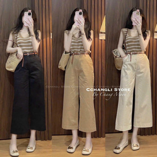  Quần ống rộng quần ống suông dáng lỡ chất liệu kaki hàng loại 1 lên form chuẩn 3 màu nâu be trắng 