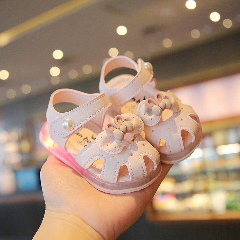 Dép Tập Đi Nơ Thỏ Có Đèn Led Siêu xᶖnh Siêu Dễ Thương Cho Các Bé