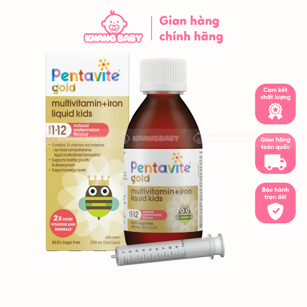 Vitamin tổng hợp kèm sắt Pentavite Gold Úc 200ml 1Y+ - Shop Khang Baby