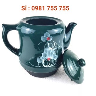 Ấm sắc thuốc bằng điện tự động 3.2l gốm bát tràng xanh loại 1 _ ấm thuốc siêu tốc nấu tự động