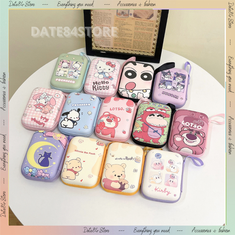 Bóp Ví đựng dây cáp sạc tai nghe sạc dự phòng họa tiết hoạt hình Date84store