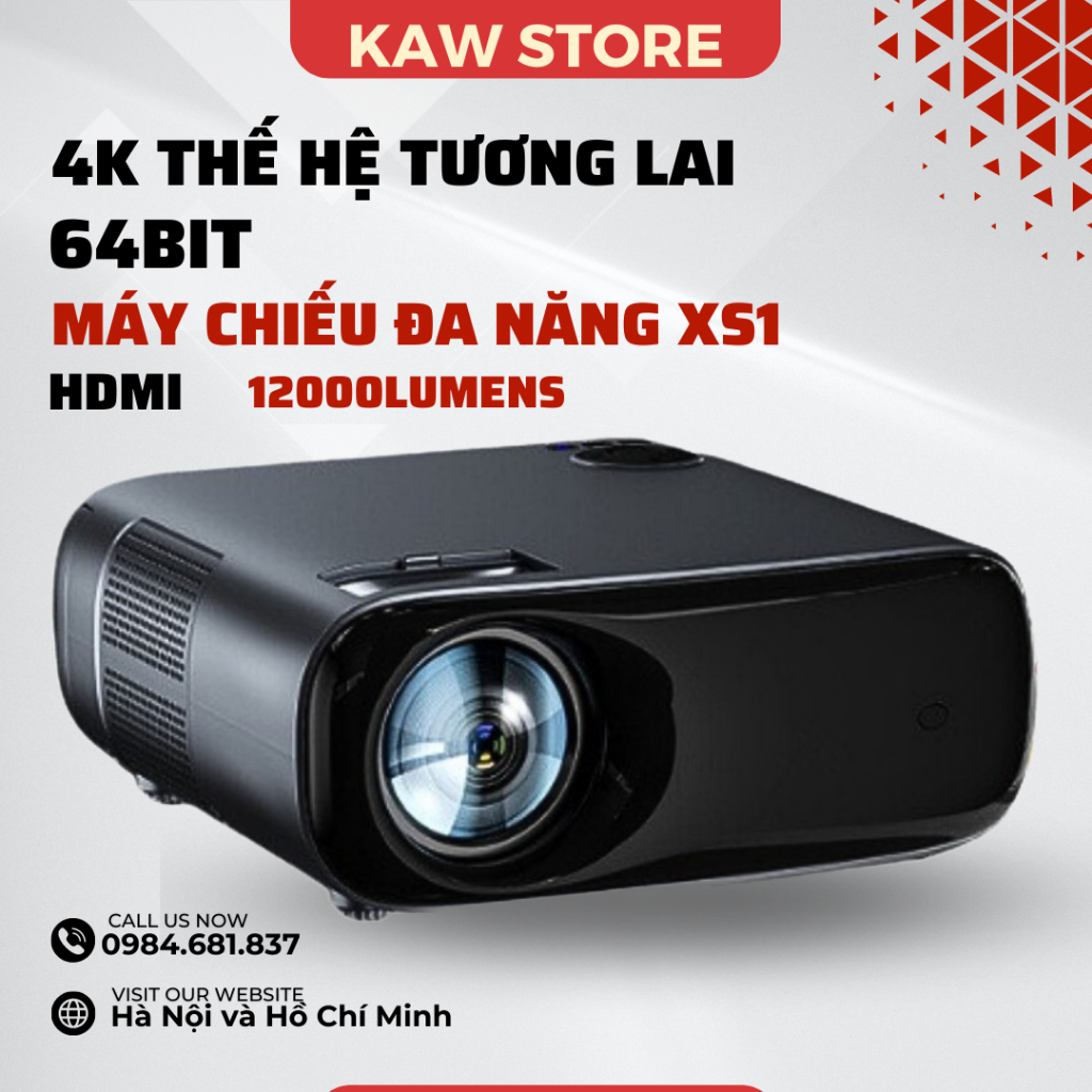 Máy chiếu mini KAW - K860,XS1 Kết nối wifi cho gia đình, văn phòng đa năng - Bảo hành 24 tháng