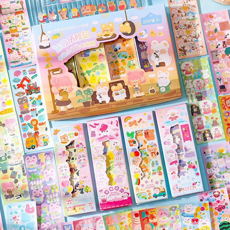 Set 50 tấm sticker lấp lánh trang trí top laptop móc khóa vở tập dụng cụ học tập siêu cute